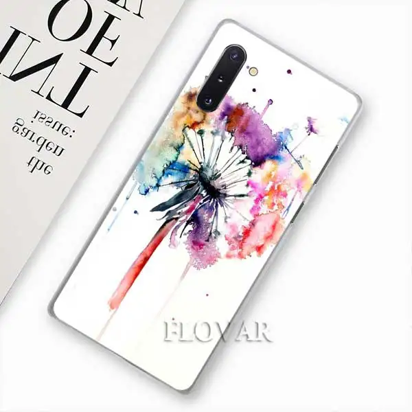 001 Акварельный цветок Одуванчик Лотос Лаванда Чехлы для samsung Galaxy Note 10 S10 Plus 5G S10e A30 A40 A50 A60 A70 M40 жесткий чехол - Цвет: 001