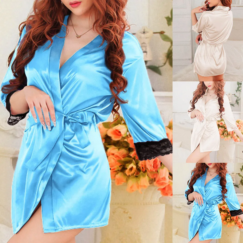 Женское атласное ночное белье модная пикантная пижама с длинными рукавами и