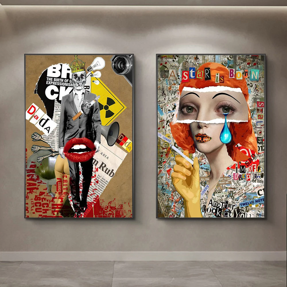 Абстрактные граффити улица Искусственная женщина красные губы ценит тело