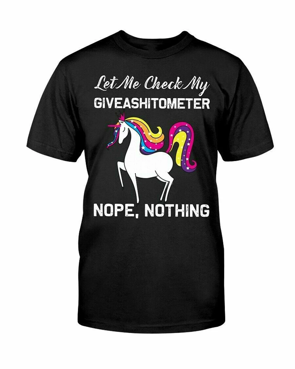 Unicorn Let Me Check My Giveashitometer Nope Nothing Ladies T-Shirt Cotton S-3Xl Short-Sleeved Tee Shirt | Мужская одежда