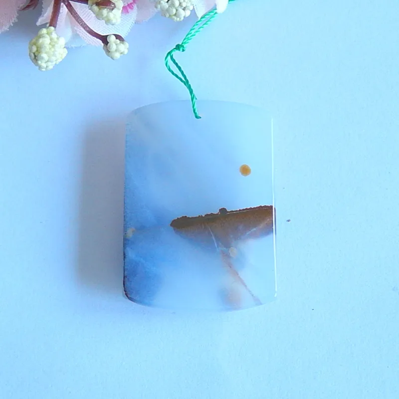 

Jewelry birthday gift,Carved flower Rare East Java Maganese Agate Pendant 39x27x7mm,11.3g