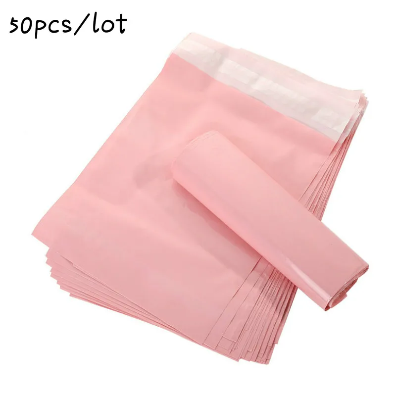 

50Pcs/Lot Pink Translucent Courier Packing Bags Thicken Storage Bag Waterproof Bags PE Material Envelope Mailer Postal Mailing