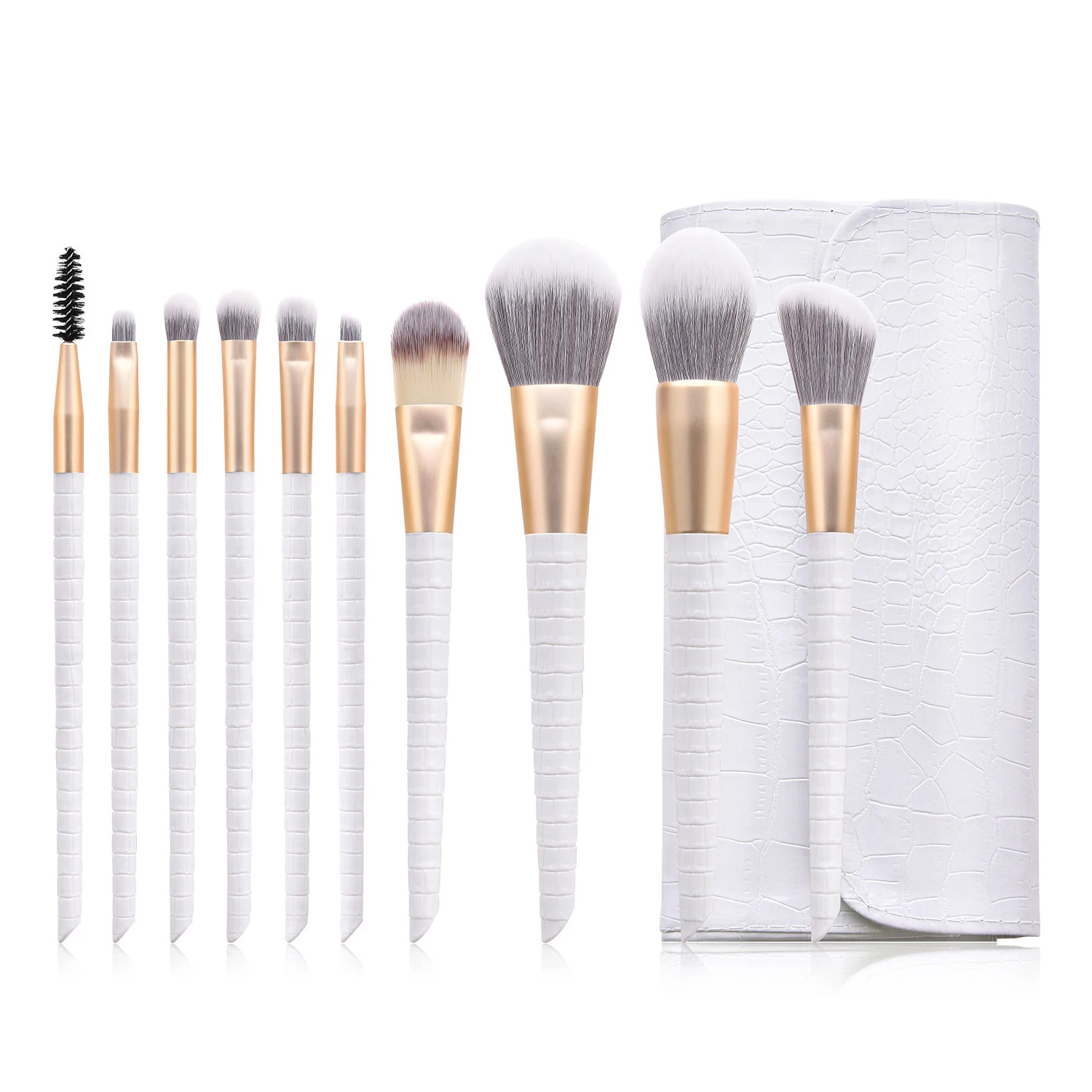 Новинка 10 шт. черный белый набор кистей для макияжа из крокодиловой кожи масштаб