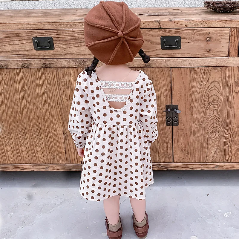 Humor Bear Fashion Kids Clothes Girl Plaid Doll Collar Long Sleeve Dress Children Princess Dresses Baby Girls Clothing Outfits