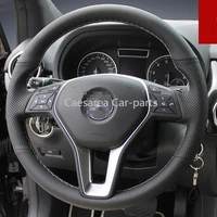 custom made anti slip for benz b180 car diy hand sewing steering wheel cover black top leather