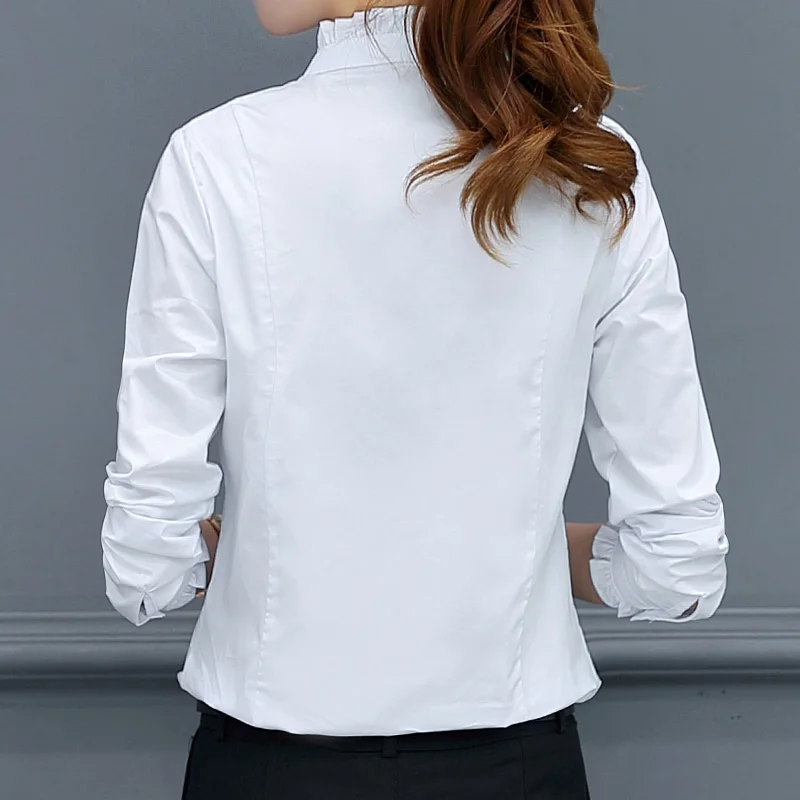Женская Весенняя новая рубашка из чистого хлопка белая женская с длинным рукавом