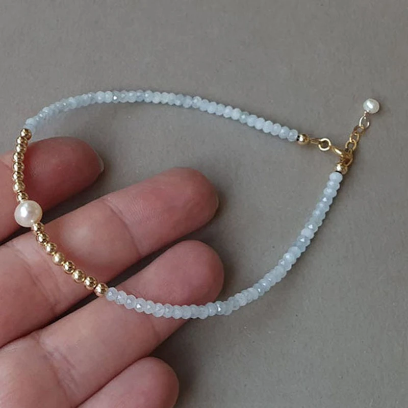 Женский браслет из натурального камня с белым барочным жемчугом 18 кг 2022 |