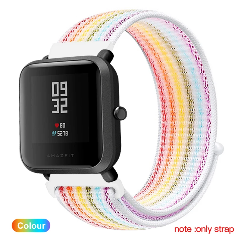 Colorful BAPICK 20/22 мм нейлон Спортивный ремешок для Xiaomi Amazfit Bip Gts Gtr Ремешок Браслет Для Xiaomi Huami Amazfit темп Stratos Gtr 42 47 мм ремешок - Цвет: Colorful