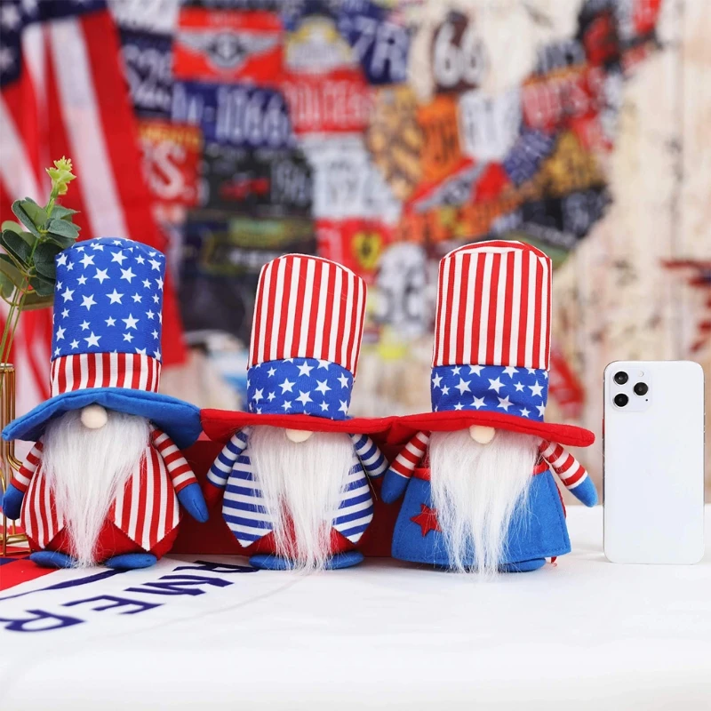 

Independence Day Gnome Patriotic Veterans Memorial Day Tomte 4th of July Gift Dwarf Elf Kitchen Tiered Tray Decoration