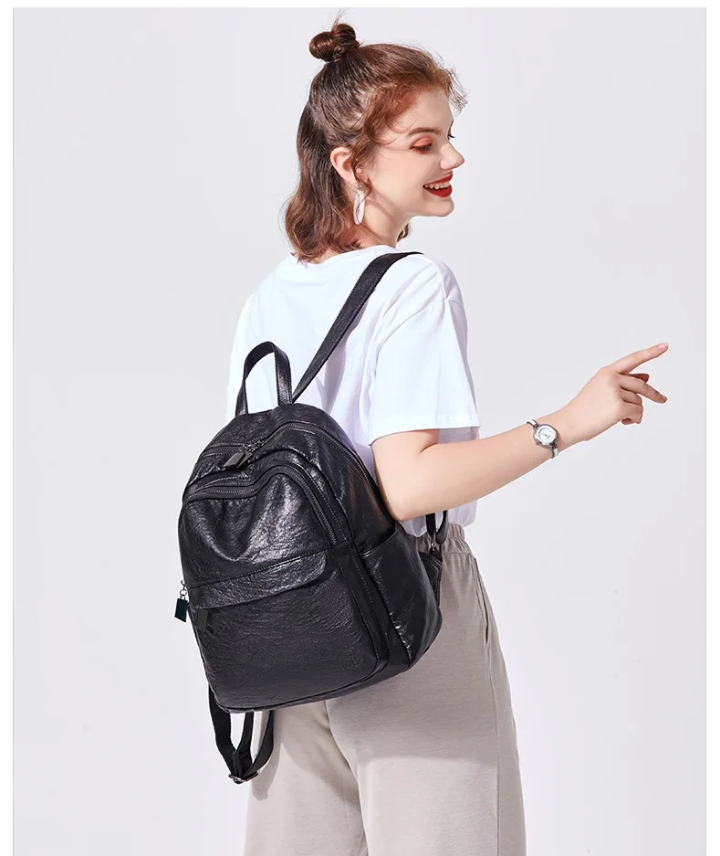 Женские кожаные школьные сумки Mochilas для девочек элегантные рюкзаки классическая
