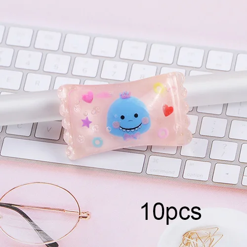 Pink A 10pcs Happy monkey 10 шт. Kawaii Slime Подвески Смола милые животные конфеты добавки аксессуары DIY Набор для пушистой прозрачной хрустящей слизи глины - Цвет: Pink A 10pcs