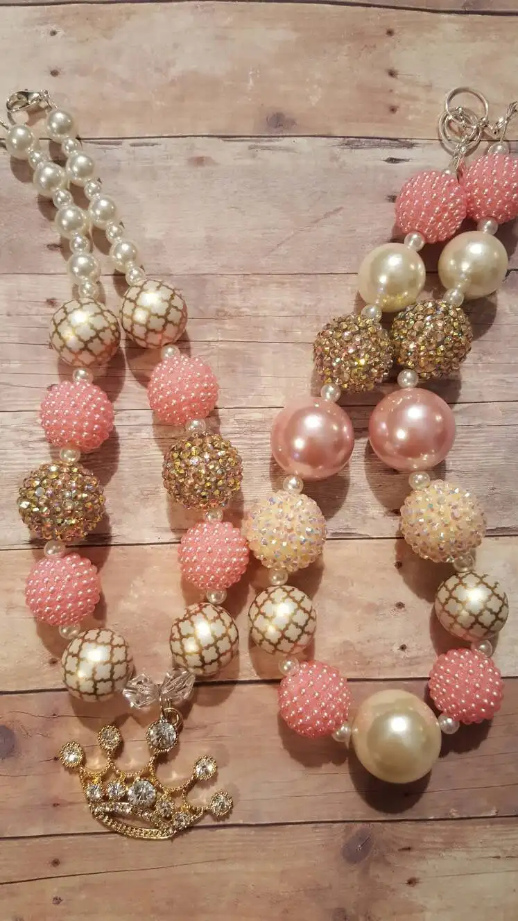 Розовый крем с золотом слоновая кость принцесса корона кулон массивная жвачка