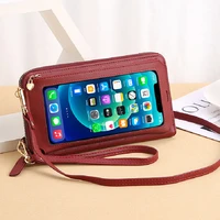 brand design cellphone wallet for women small shoulder bag touchscreen phone pocket mini leather crossbody handbags lady purse