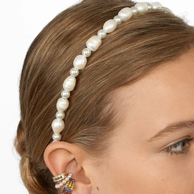 Dvacaman ZA имитация жемчуга Hairband женские корейские модные свадебные аксессуары для волос ювелирные изделия ручной работы cz Кристалл повязка на голову подарки