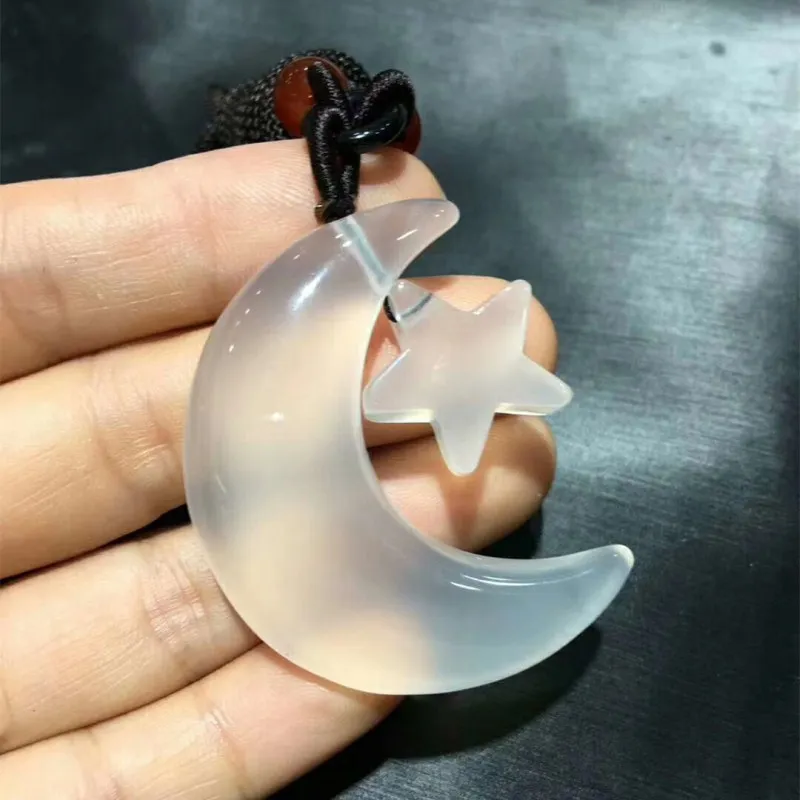 Drop Shipping Women's Necklace Pendant Red White Agate Chalcedony Moon Star Gift for Lover's Fine Jewelry | Украшения и