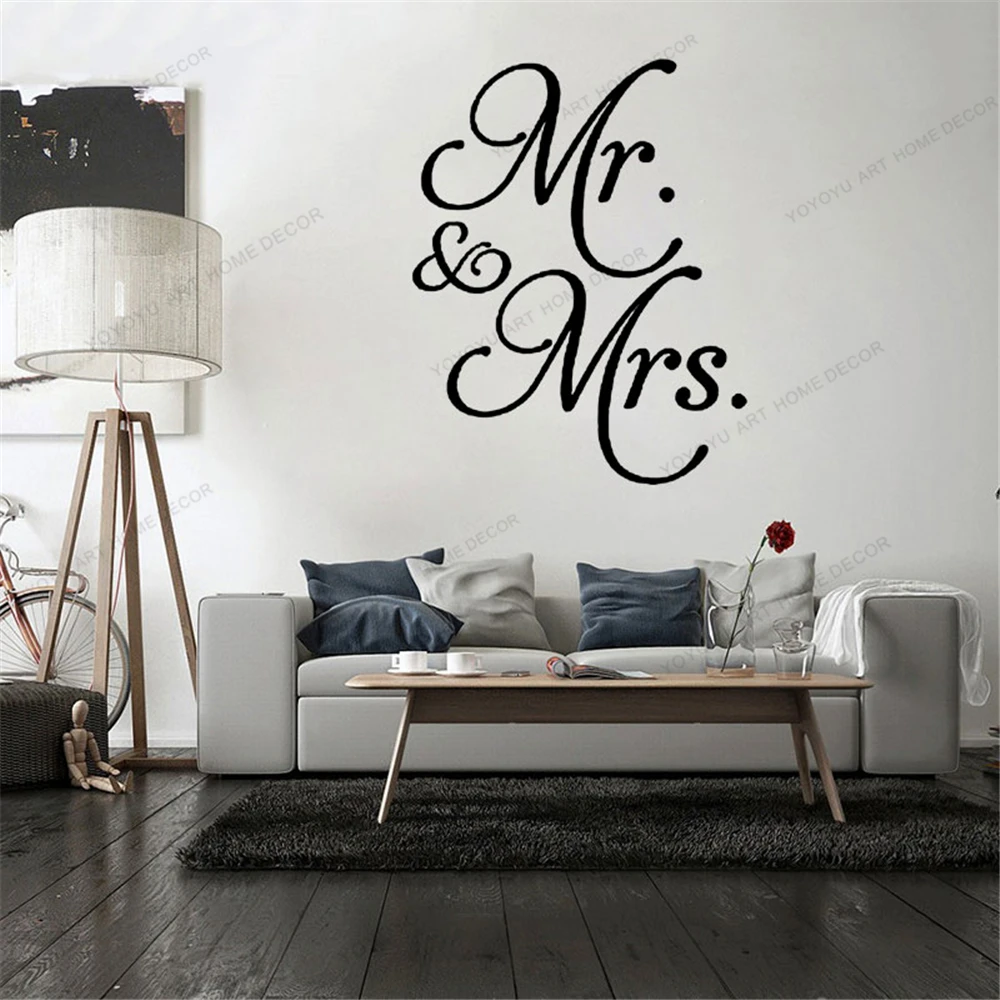 

Mr and Mrs Quote Vinyl Removable Wall Stickers Love Wallpaper Home Decor Bedroom Art Decal Bar Decoration Garage Sticker CX1838