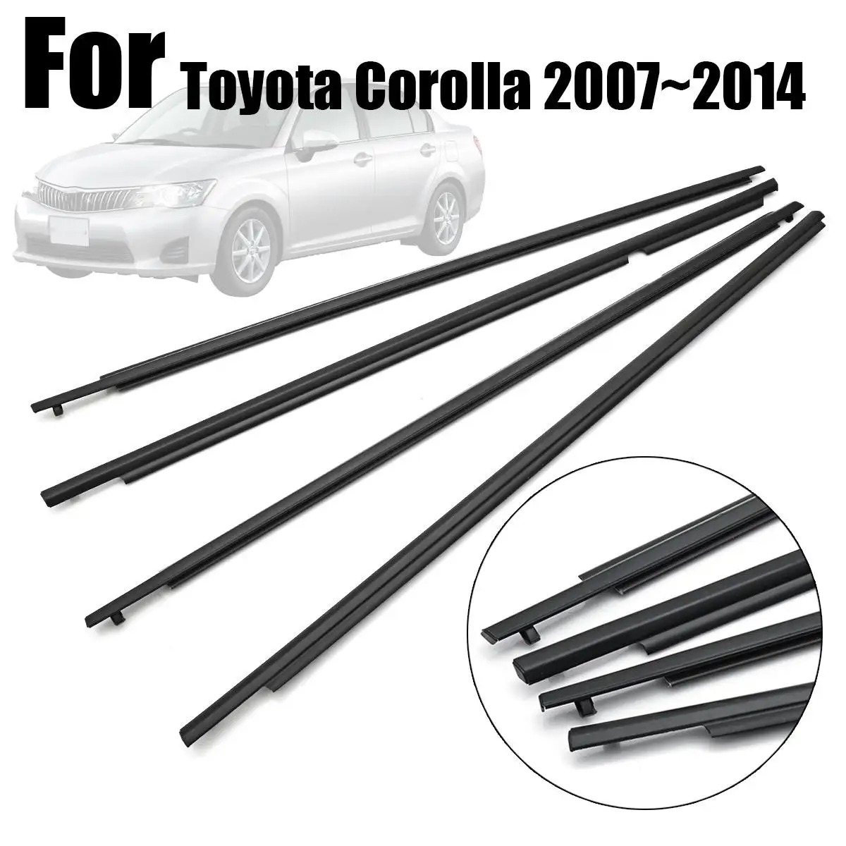 

NEW 4Pcs Weatherstrips Door Belts Seal Weather Strips For Toyota Corolla 2007~2014