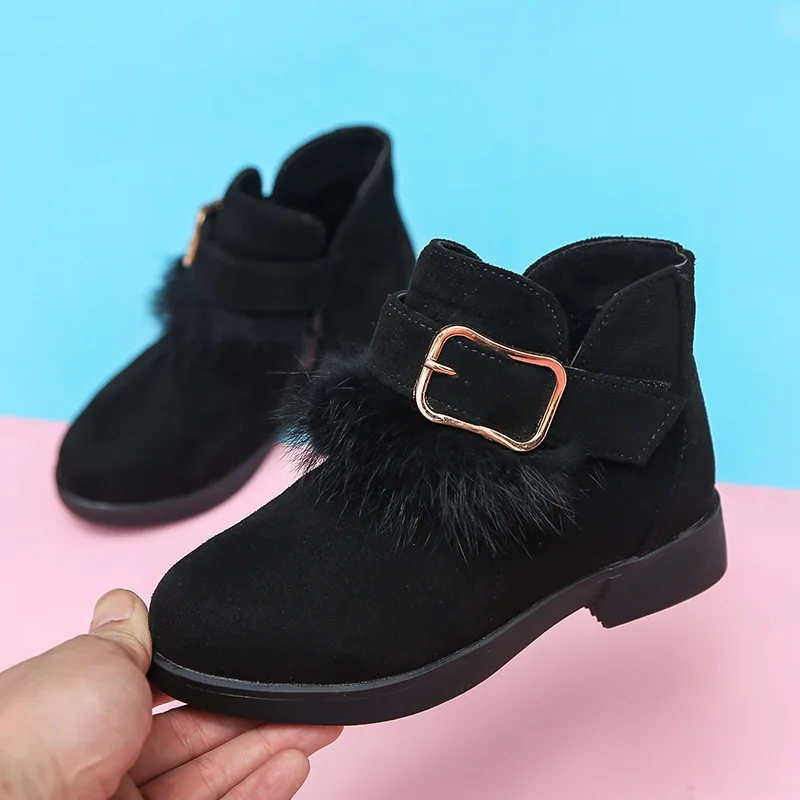 JGSHOWKITO/модные зимние ботинки из флока для больших девочек Теплые хлопковые