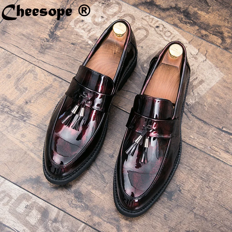 Thick Bottom Mens Dress Shoes Men Bring Brand Wedding Shoes Luxury Italian Casual Office Formal Loafers Boats Leather Shoes Men