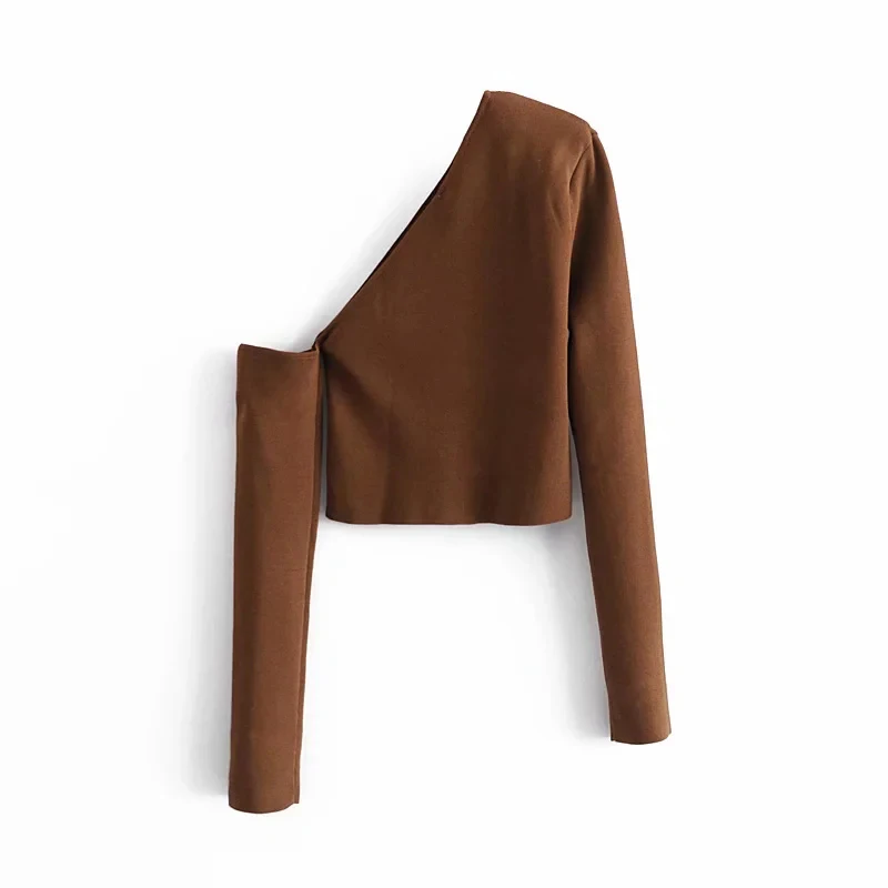 

Za Women's Knitted Tops Hollow Out Blouses Skinny Crop Tops Femme Knitwear Mujer Blusas Casual Chic Knit Tops Sexy Slim Clothing