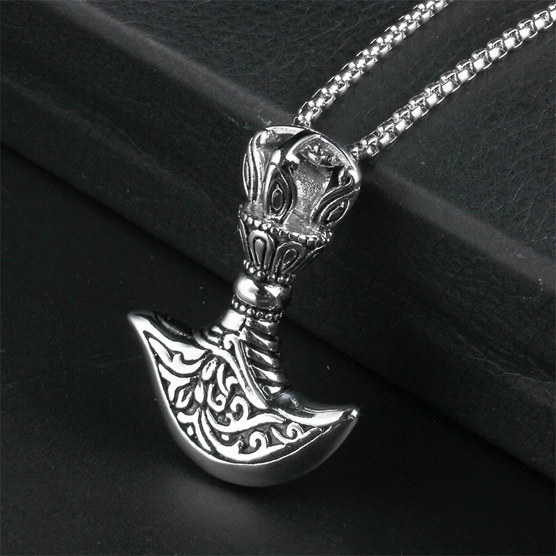 

Fashionable Personality Vintage Viking Wine Pouch Crown Pendant Trend Hip Hop Punk Men's Necklace Jewelry Accessories Wholesale
