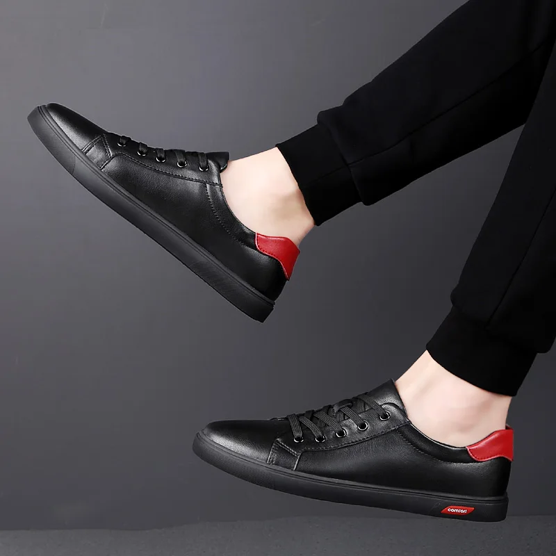 Classic Leather Shoes Summer Breathable Fashion Sneakers Black White Men Platform Original Walking %H8922 | Обувь