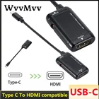 Переходник с USB Type C на HDMI-совместимый Переходник USB 3,1 с USB C папа на HDMI-совместимый с женским кабелем преобразователя для телефона Android планшета