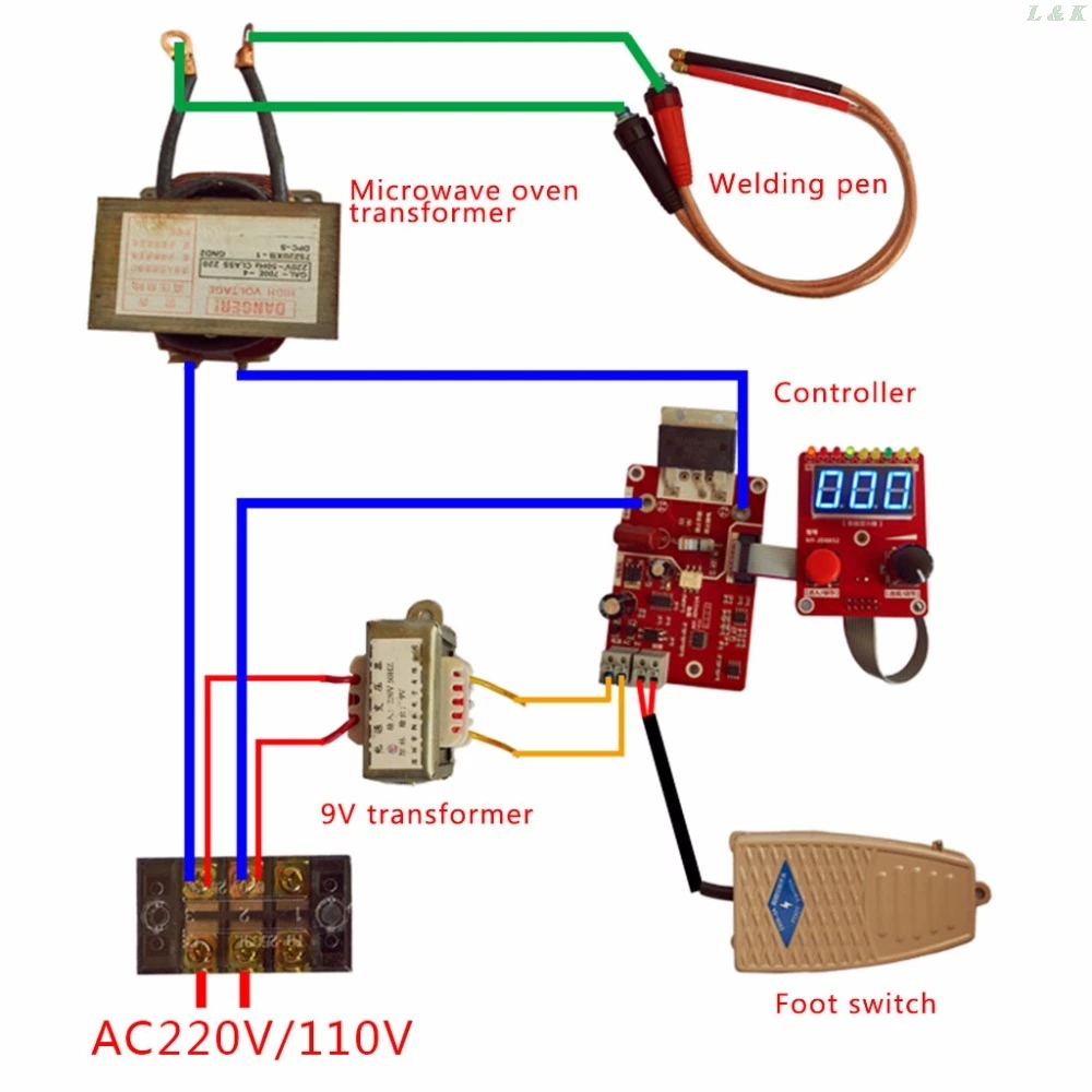 

Double pulse Spot welding machine encoder Time Digit Module Control Panel Plate adjustable current Controller 40A