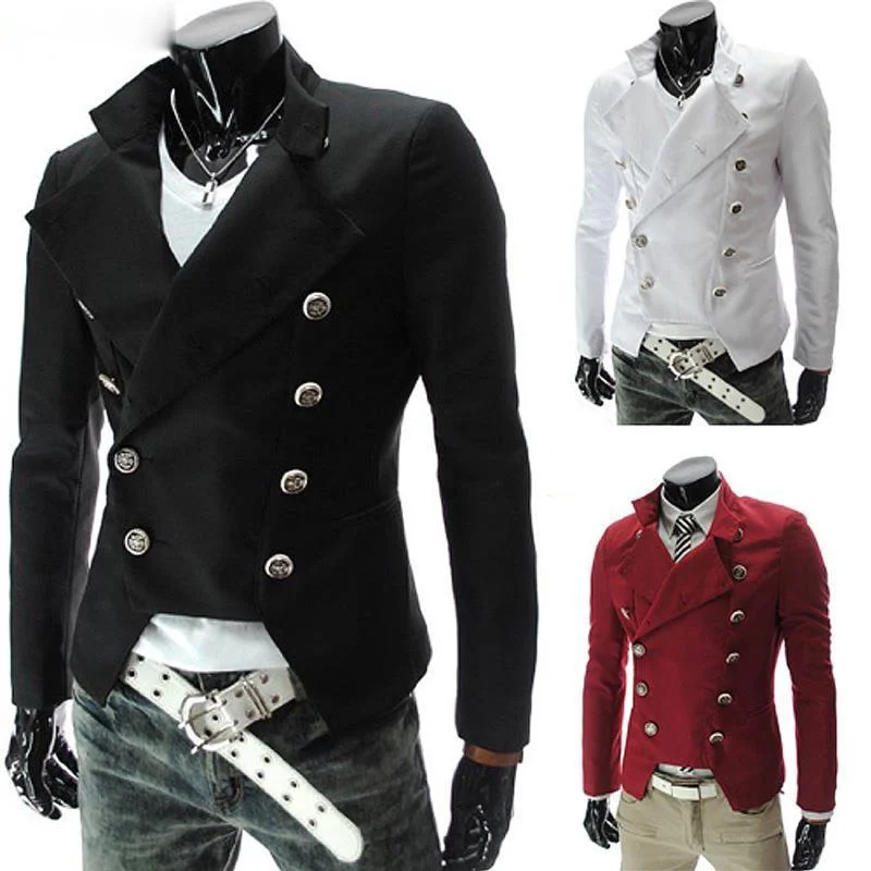 

Men's Fashion Lapel Slim Suit Blazer Coat European Style Double-breasted Casual
