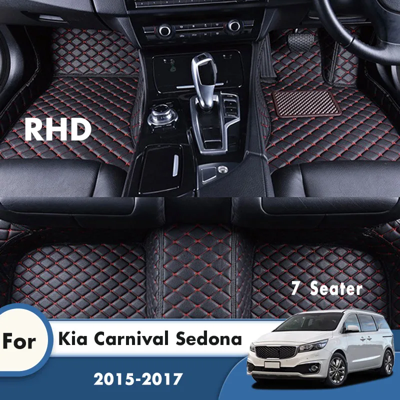 

RHD Custom Car Floor Mats For Kia Carnival Sedona 2017 2016 2015 7 Seater Auto Foot Pads Automobile Styling Carpets Covers Rugs