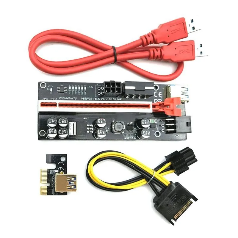 

VER010 010S USB3.0 PCI-E Riser VER 010 PLUS Express 1X 4x8x 16x Extender Pcie Riser Cabo Adapter Card SATA 15pin To 6pin Power