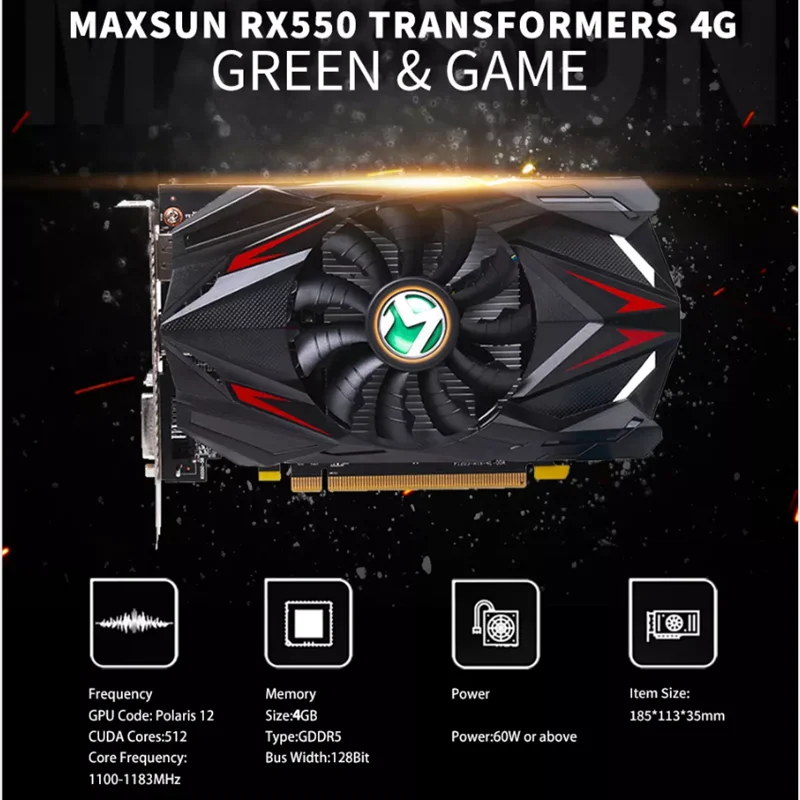 MAXSUN AMD GPU Radeon RX 550 трансформаторы 4G GDDR5 14 нм компьютерный ПК игровой видео