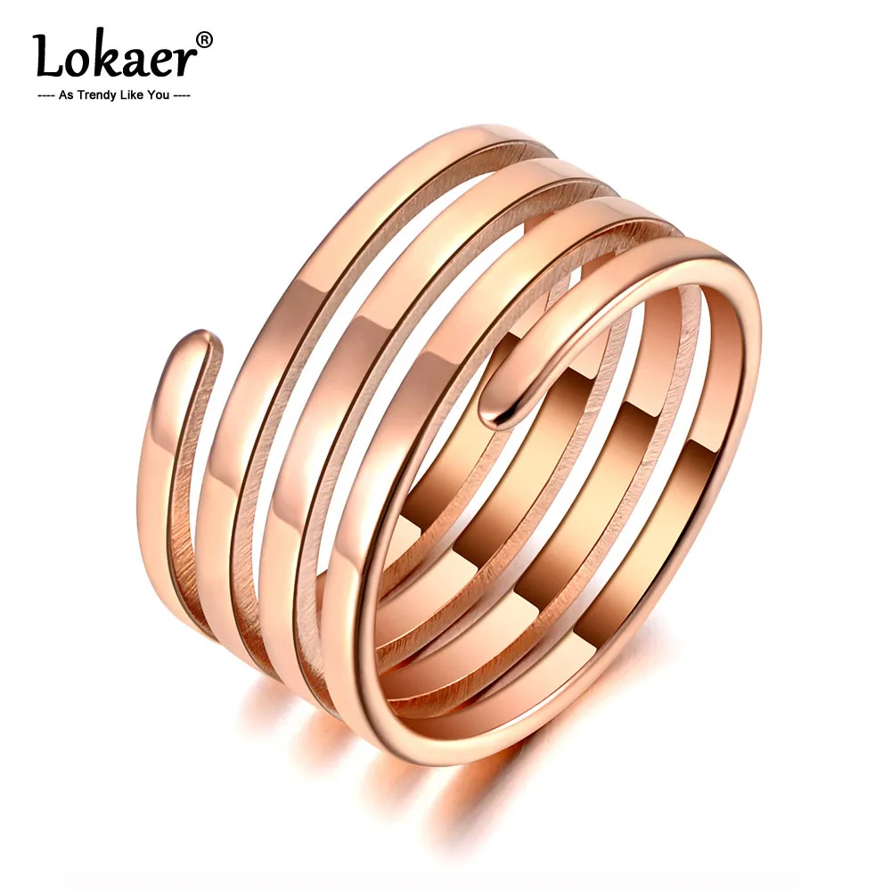 Кольца Lokaer из нержавеющей стали для женщин и девушек модные ювелирные изделия в
