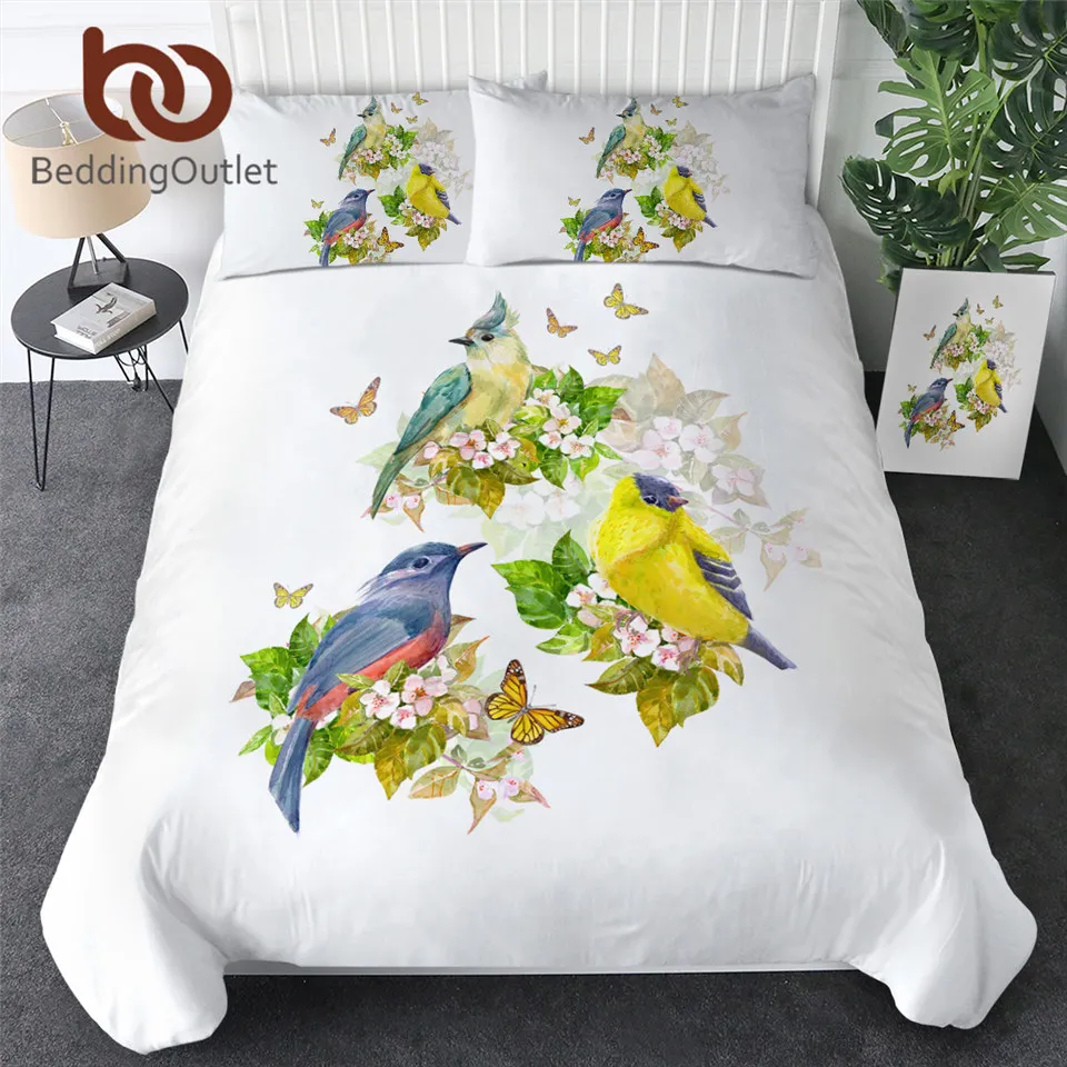 BeddingOutlet Bird Bedding Set Butterfly Duvet Cover Flower Bedclothes Floral Bedspread 3d Archaic Branches Home Decorations | Дом и сад