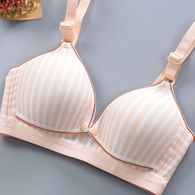 

New Style Pure Cotton Nursing Pregnant Women Bra Nursing Bra Cute Stripes Comfortable Underwear
