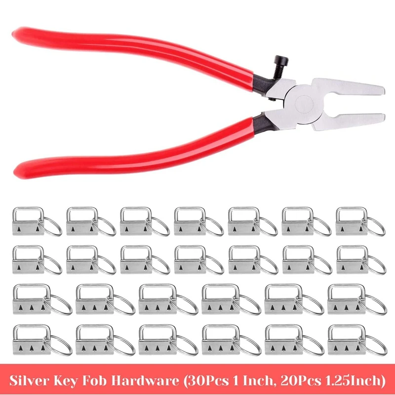 

Key Pendant Hardware, 51Pcs Key Pendant Kits, Including Pendant Hardware, 1 and 1.25 Inches, for Wrist Clip Key Making
