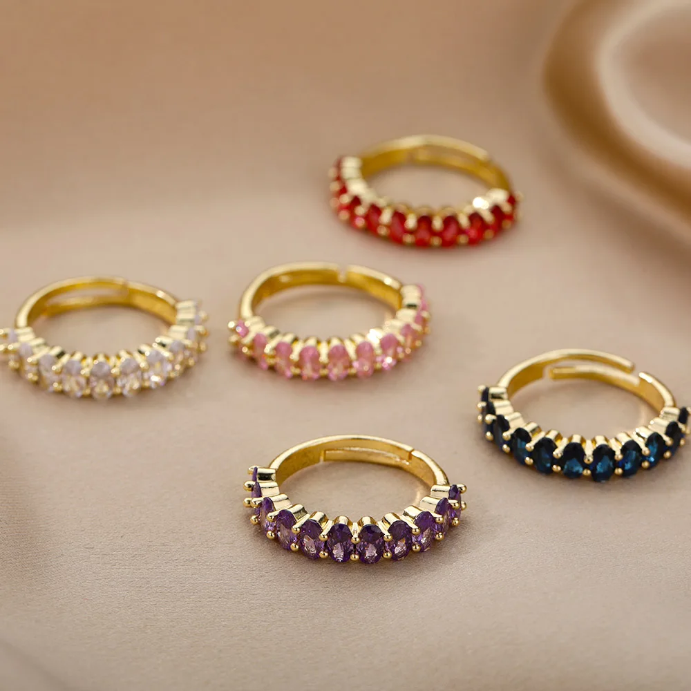 

Luxury Zircon Rings For Women Girls Crystal Engagement Wedding Ring Adjustable Party Finger Rings Jewelry Gift Bague