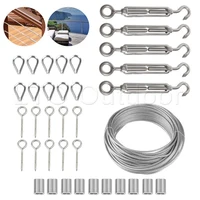 Garden Cable Railing Kits Include 316 Stainless Steel Cable Rope,Lag Screw Eye Screw,Turnbuckle Wire Tensioner Strainer