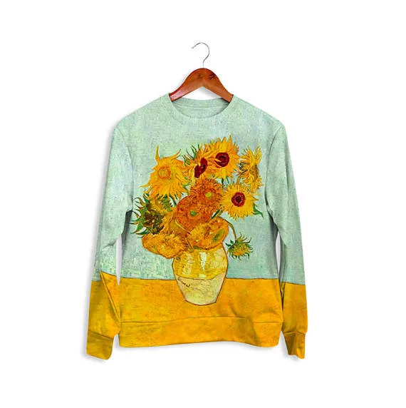 

2020 Unisex Sweatshirt Full Van Gogh Sunflowers Printed Sweatshirt Hip Hop Street Style Hoodie