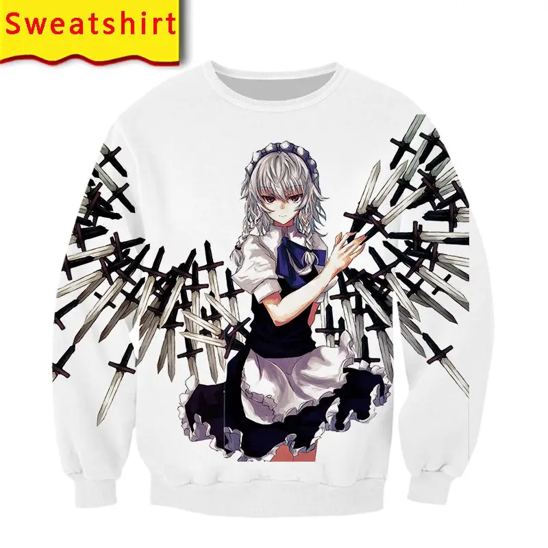 

Touhou Sakuya Izayoi Hoodie Sweatshirt 3d Print Men Harajuku Kawaii Jacket Graphic Streetwear Anime Clothes