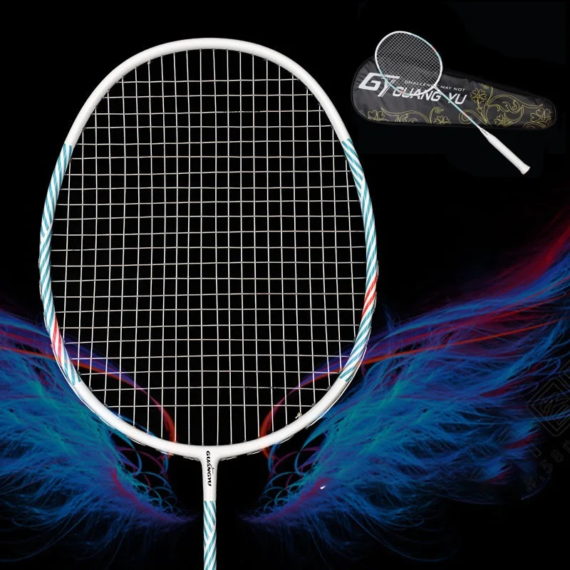

Light Full Carbon Fiber Badminton Rackets Strung Professional Strong Training Racquet 24-30LBS Offensive Racket Bags Speed -40