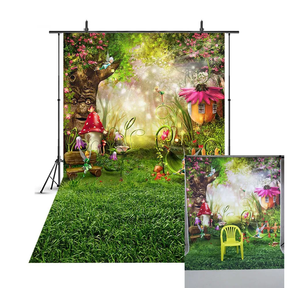 Фоны для фотосъемки с грибами декорации изображением Алисы в джунглях страны
