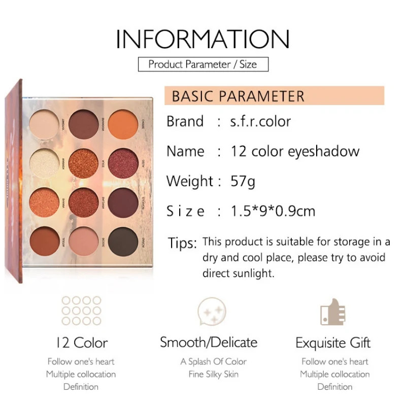 Shimmer Matte Powder тени для век 12 цветов Палитра теней для век водостойкая пятнистая долговечная легкая в цвете
