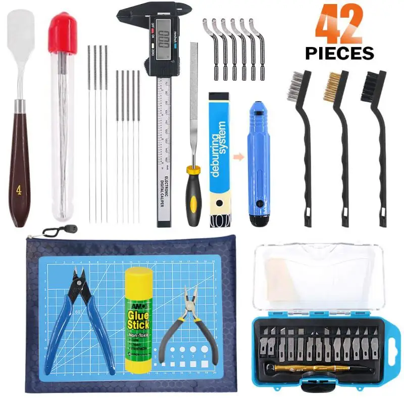 42 Pieces 3D Print Tool Kit Includes Debur Tool Cleaning Removal Tool with Storage Bag 3D Printer Tool Set for Cleaning