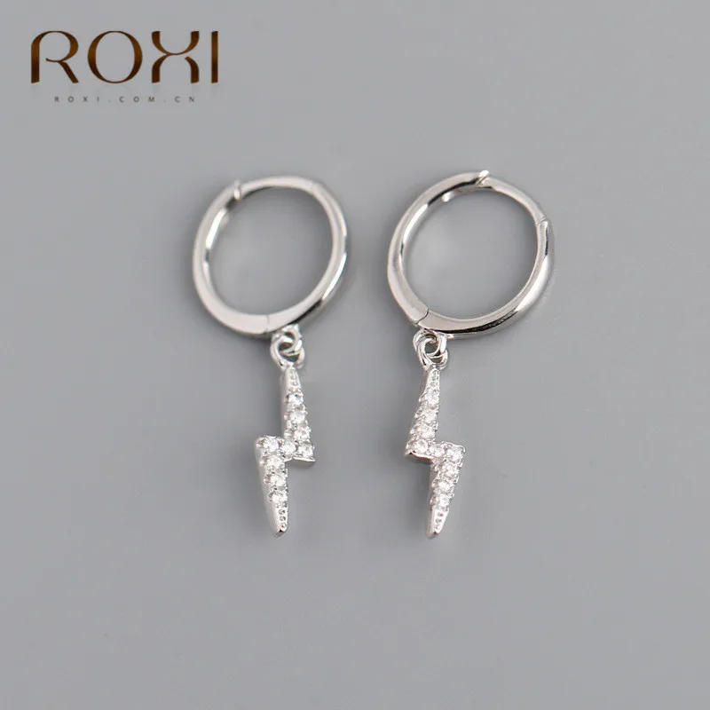 ROXI корейские персональные Стразы Подвеска с молнией маленькие серьги-гвоздики