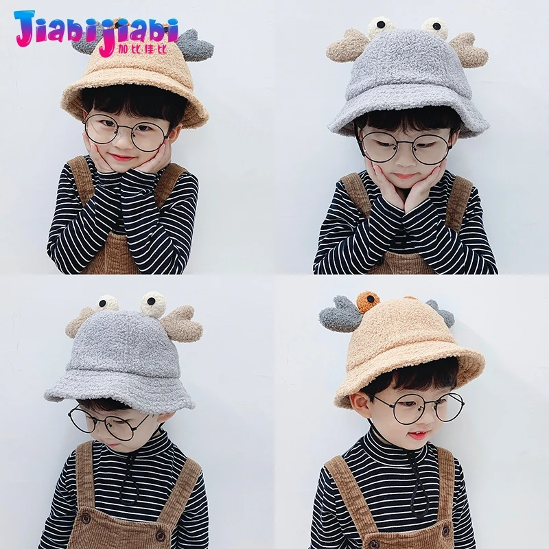 Детская шапка ведро зимняя из овечьей шерсти для мальчиков и девочек детская с