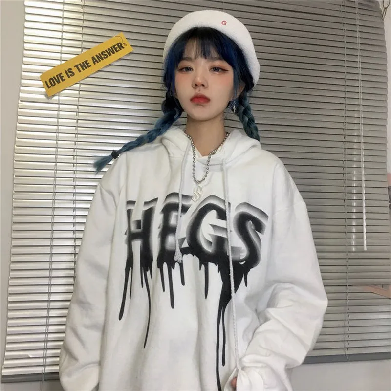 Новинка Осень-зима 2020 темные черные топы в стиле ретро с принтом букв толстый