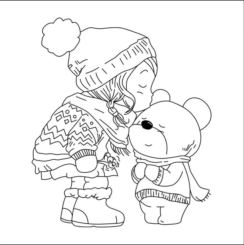 Прозрачные силиконовые штампы Поцелуй девочки 10 х10 дюймов|Штампики| |