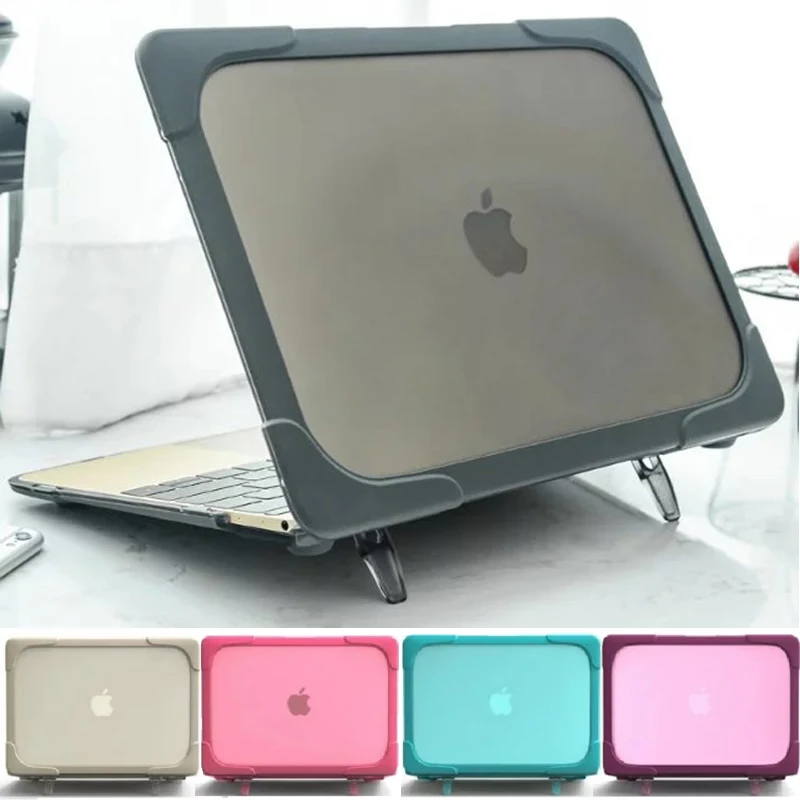 Новый Ударопрочный ПВХ чехол для Macbook Air 11 13 2018 Touch ID Pro bar retina 12 15 подставка