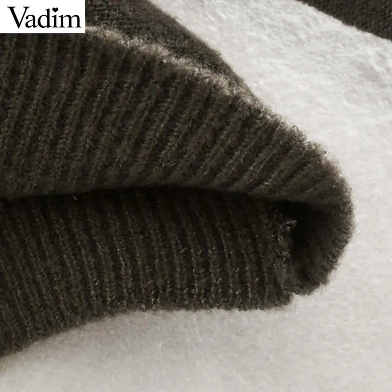 Vadim женские модные плиссированные Лоскутные вязаные свитера с длинным рукавом и